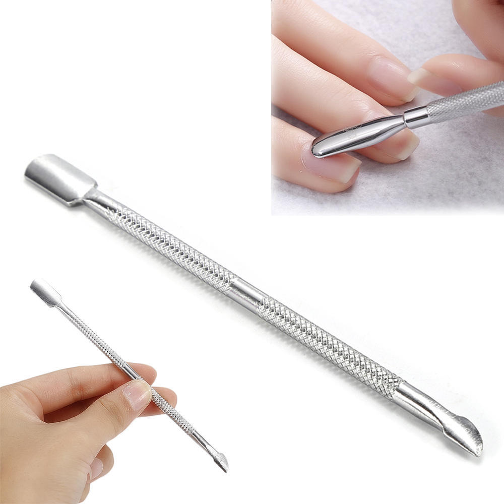 1 шт. двусторонний stainless steel лопаточка-ложечка для кутикулы ногтей триммер для мертвой кожи педикюр педикюр чистка инструмент для ногтей