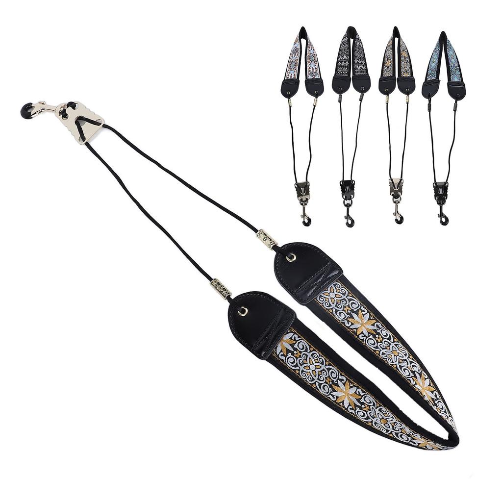 Ремень для шейного ремня с вышивкой для альт-тенор-саксофона, регулируемые аксессуары для инструментов с металлическим крючком