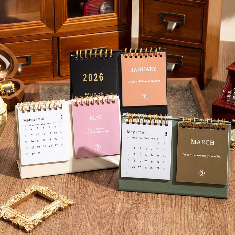 Minimalist Design 2026 Desktop Calendar Spiral Binding Memo Calendar Checklist Planner Office Use