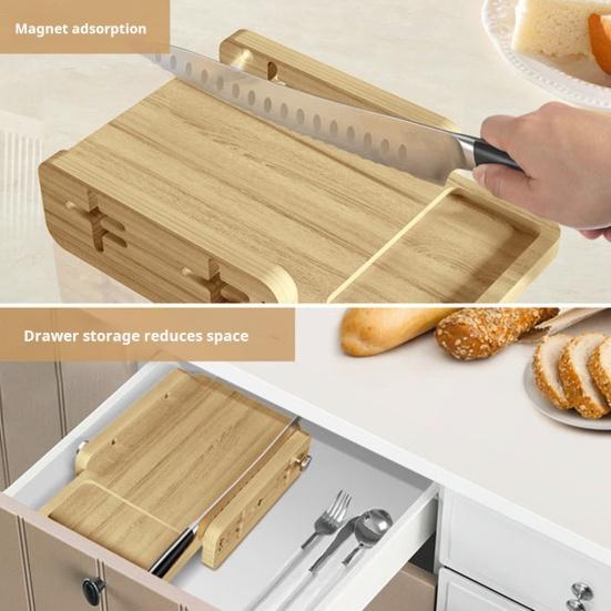 Деревянная хлеборезка с поддоном для крошек, регулируемая толщина, универсальный инструмент для нарезки домашнего хлеба