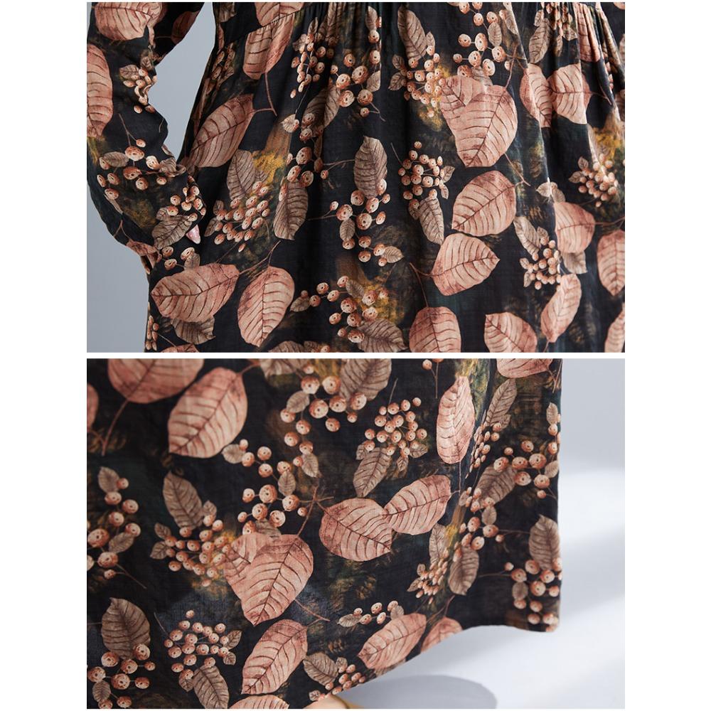 Хлопковые винтажные платья с принтом для женщин весна-осень повседневные свободные платья с длинным рукавом Femme Robe Vestido элегантная модная одежда