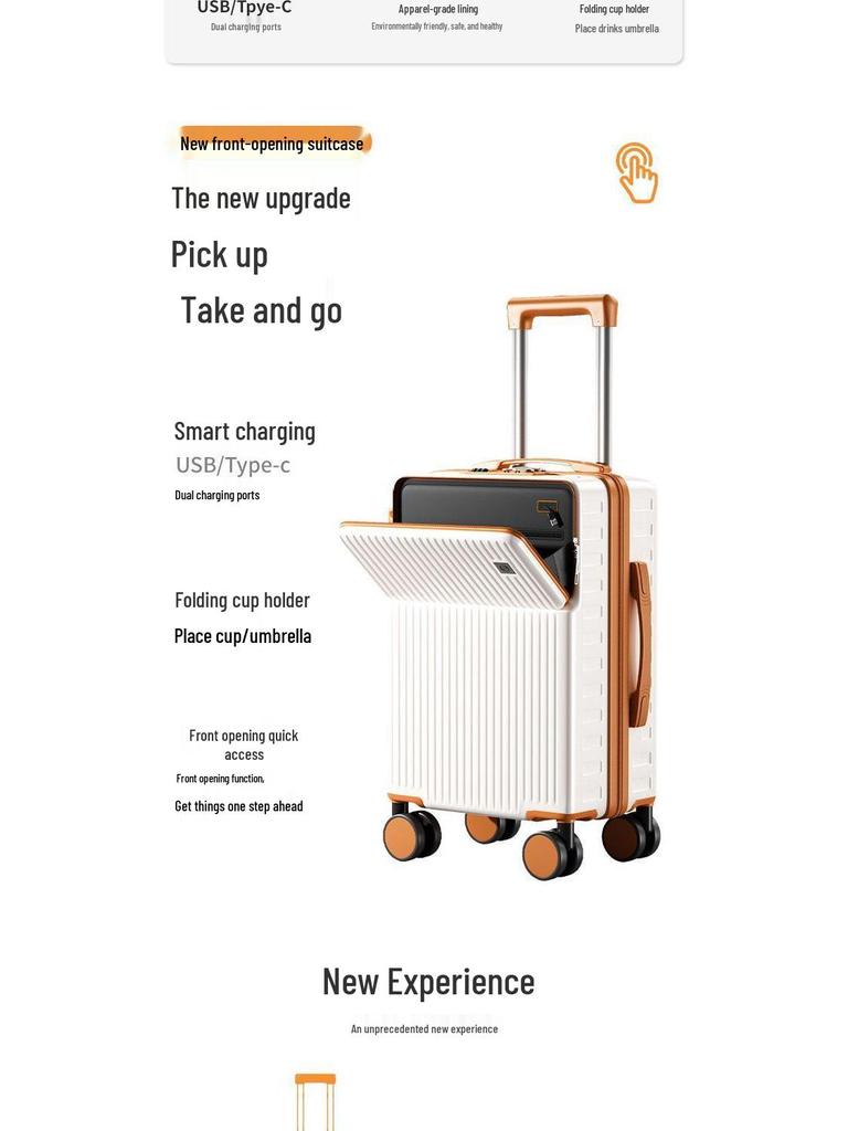 Многофункциональный студенческий чемодан-тележка с фронтальным открыванием и кодовым замком, большой вместимости