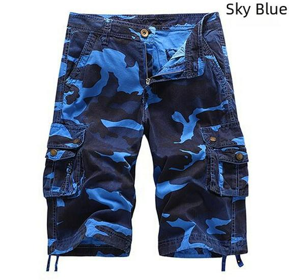 Men's Camouflage Cargo Shorts A083 - Loose Fit, Casual Workwear with Multiple Pockets
