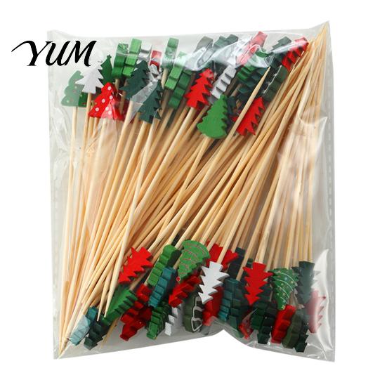 Spooky Food Picks for Party 100PCS Halloween Bamboo Toothpicks, Cute Tree Shaped Disposable Skewers, Festive Fruit Skewers Decorative Dessert Toppers
