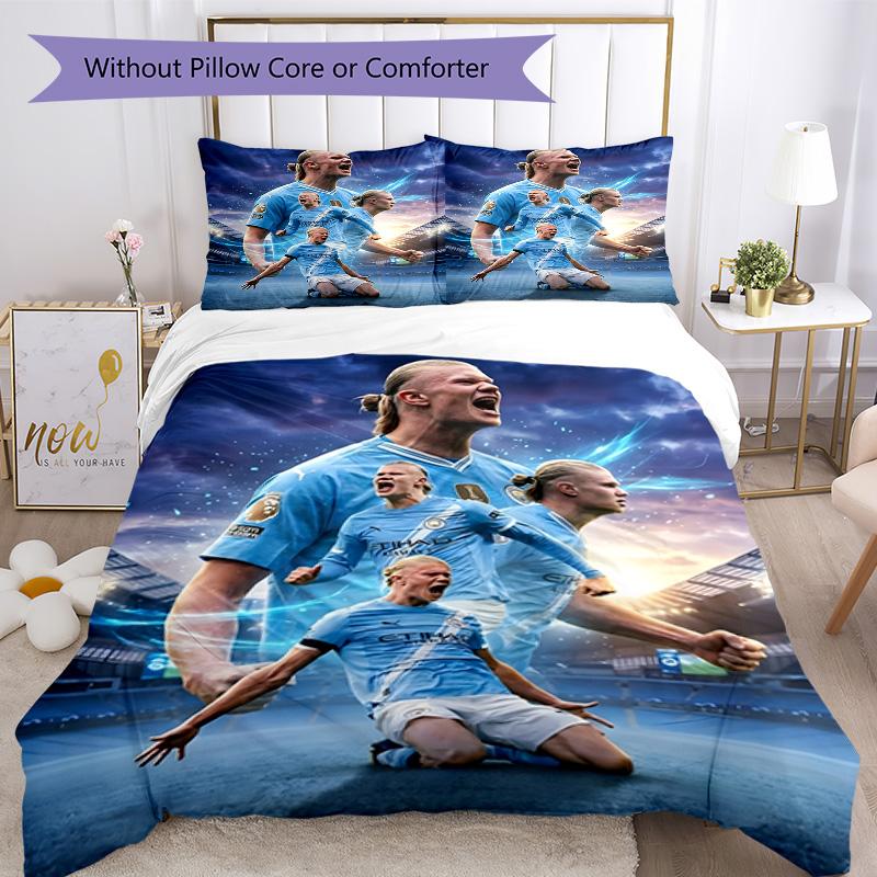 3pcs Haaland12 Design Cover Set - HD Printed Bedding with 1 Cover and 2 Pillowcases - Perfect for Home and Dorm Decor
