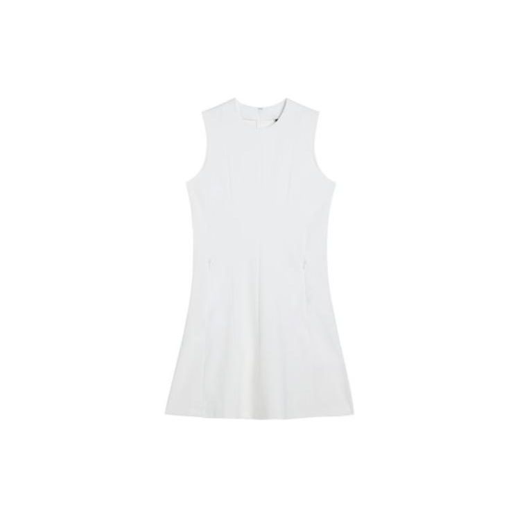 J.Lindeberg Round Neck Zipper Solid Color Short Sleeveless Dress Women dresses White GWSD07955-0000