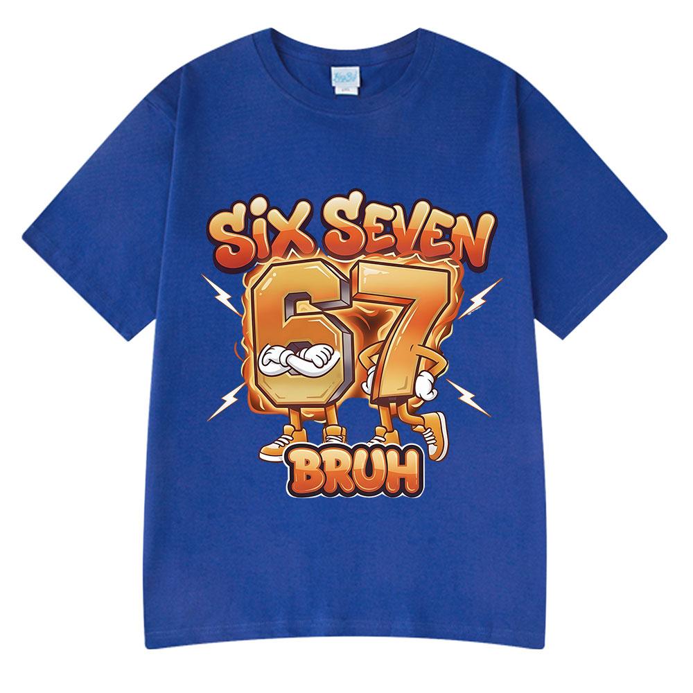 Six Seven Bruh Funny Cartoon Brainrot 67 Meme T Shirts Unisexs Women Clothing Fashion Harajuku Cotton Casual Short Sleeve Tshirts