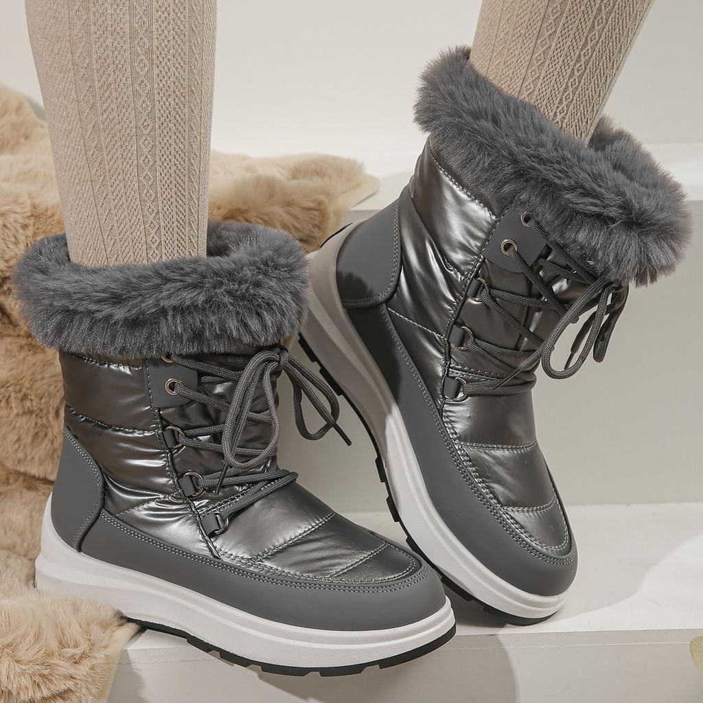 Fashion Winter Waterproof Snow Boots for Women 2024 New Thick Plush Platform Ankle Booties Female Non Slip Warm Cotton Shoes Plus Size