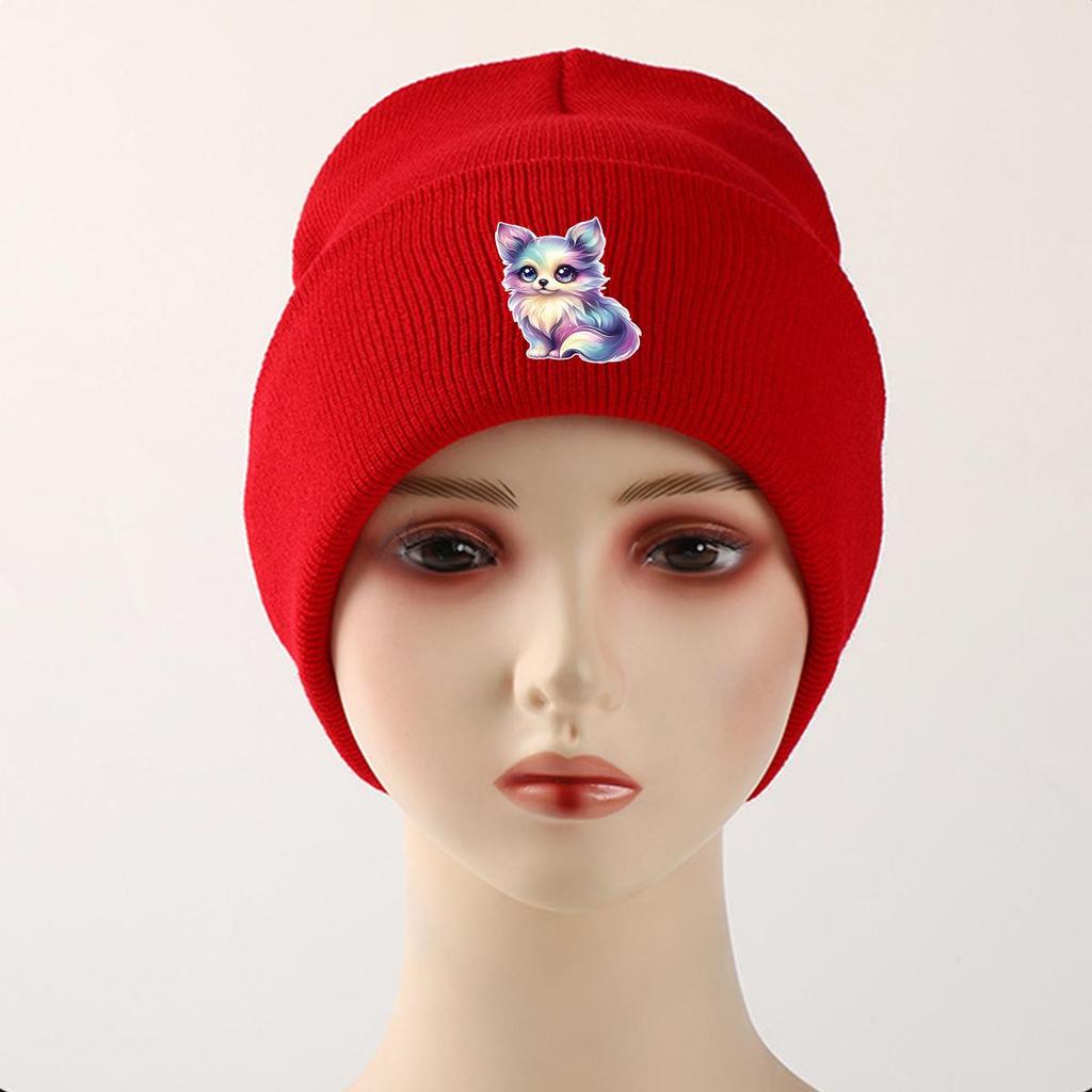 Miraculous Fox Winter Knitted Cap Beanie, Animal Skull Cap Fit Elastic Sporting Bonnet Knit Hat Beanie