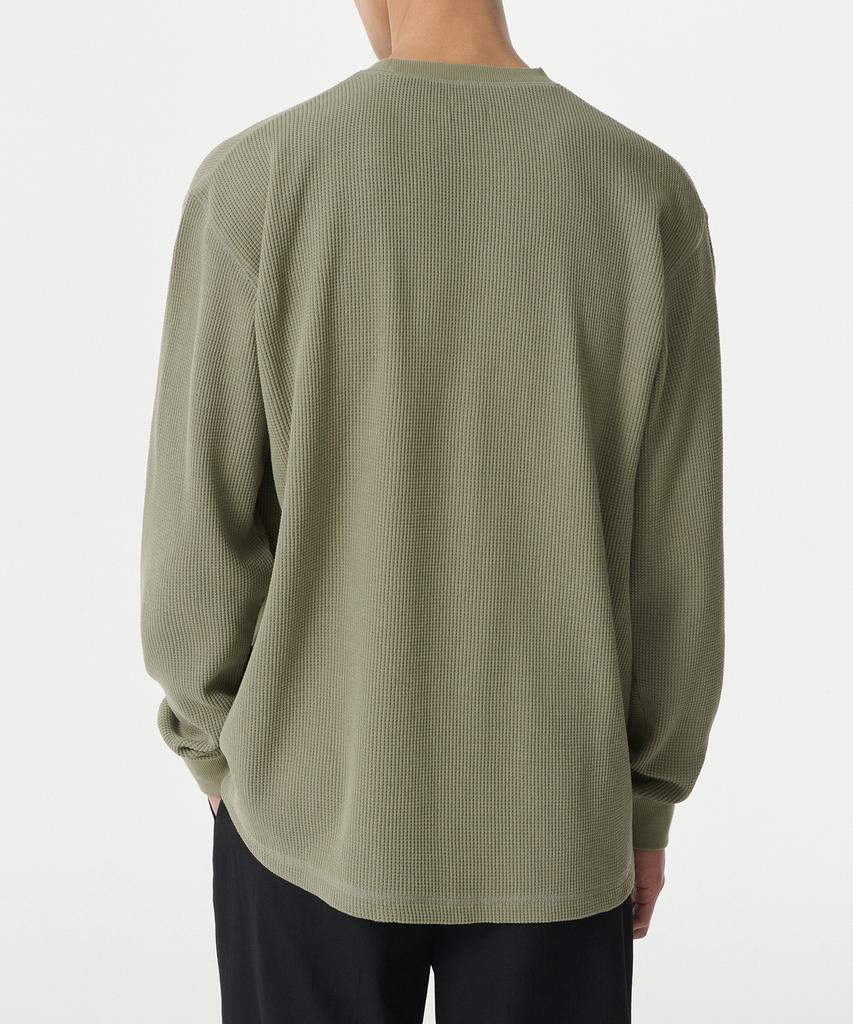 MUSINSA STANDARD Waffle Relaxed Crew Neck Long Sleeve T-Shirt [Sage]