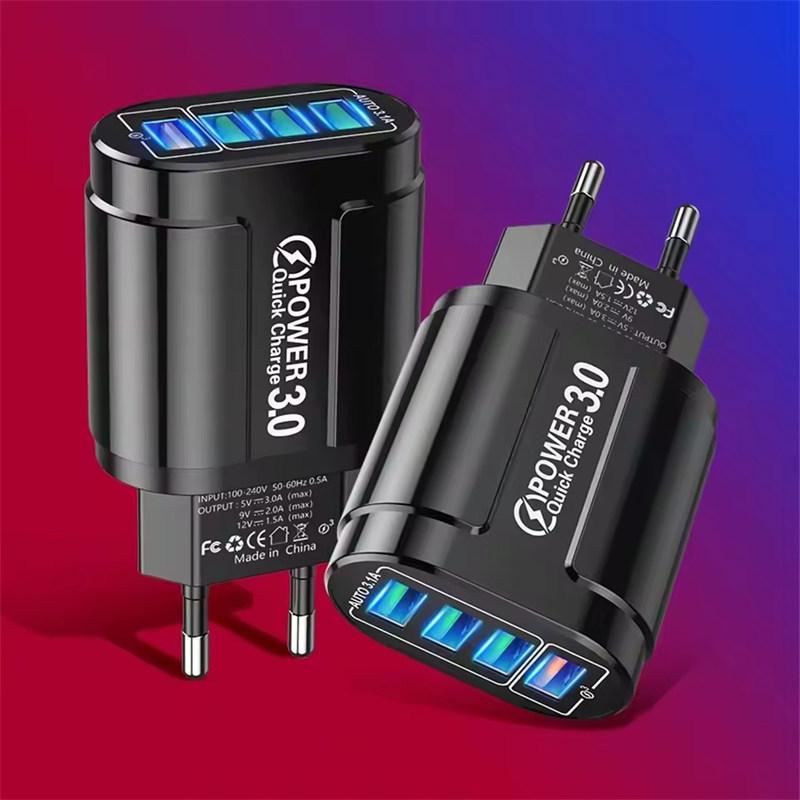 48 Вт QC3.0 быстрое зарядное устройство 4USB стандарта ЕС США портативное для путешествий 4 порта быстрой зарядки подходит для Android iPhone Xiaomi других устройств
