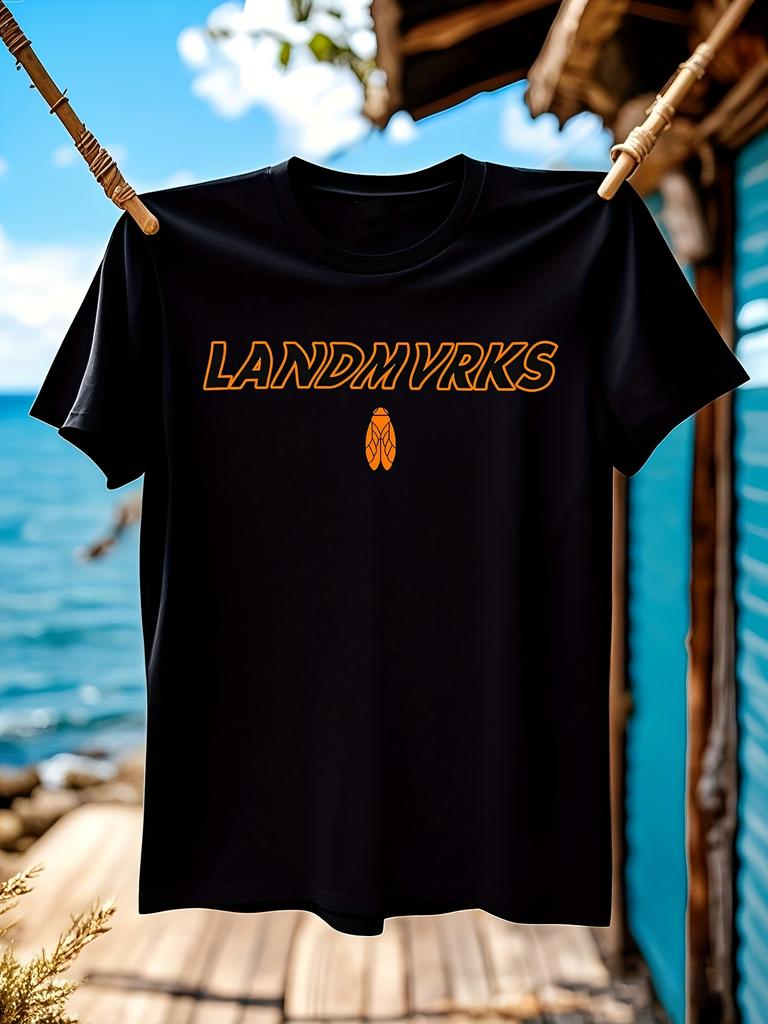 Прочная графическая футболка Landmvrks - Ярко-оранжевый промышленный дизайн