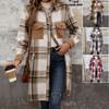Casual Trend Versatile Autumn and Winter Women's Woolen Long Section Plaid Shirt Jacket
