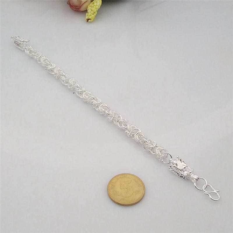 Серебряный позолоченный браслет с драконом, браслет-цепочка для мужчин, подарок
