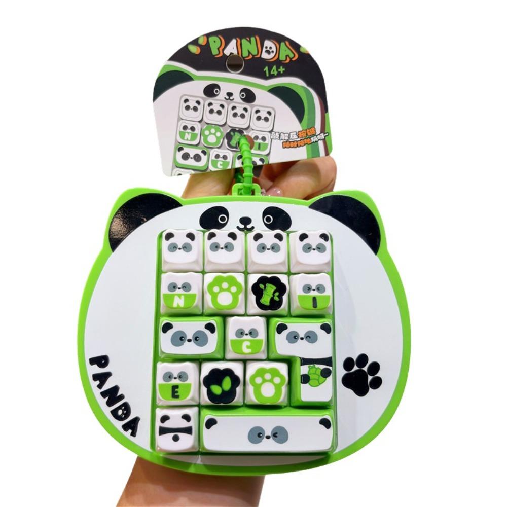 Cartoon 16 Keys Keyboard Keychain Panda Stress Relief Fidget Toy Sensory Clicker Toys Office Use