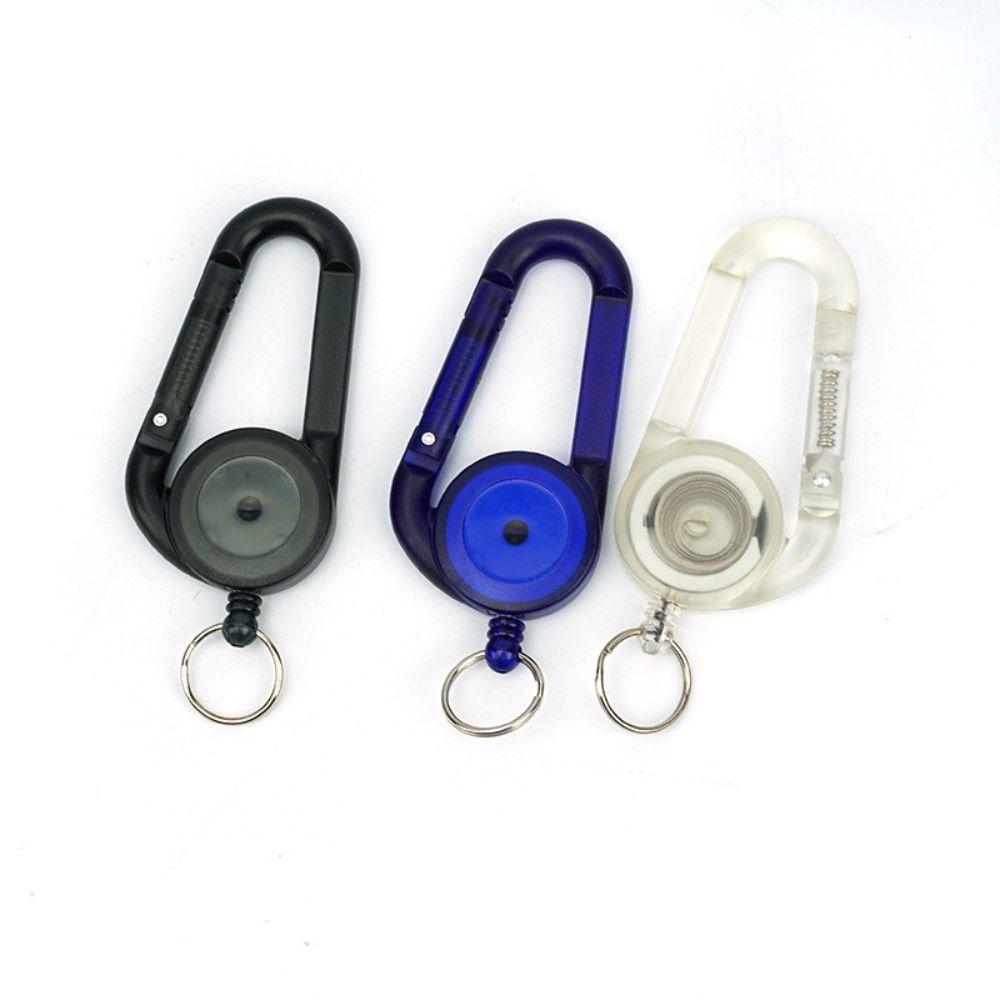 Transparent Student Outdoor Card Holder Anti Lost Carabiner Keychain Badge Reel Clip Easy Pull Buckle Badge Holder