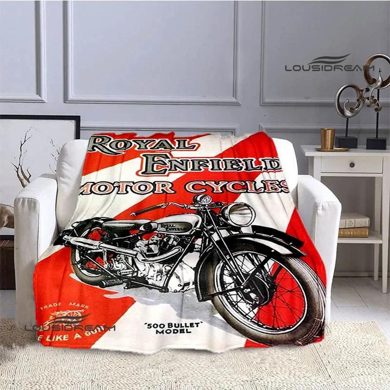 R-ROYAL ENFIELD логотип мотоцикла Печатное одеяло Теплое одеяло Фланелевое Мягкое Удобное одеяло Домашнее Дорожное одеяло Подарок на день рождения