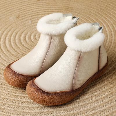 2024 Новые плюшевые сапоги из коровьей кожи, женские зимние теплые ботинки на меховой подкладке для снега, женские ботильоны на молнии, женские короткие ботинки челси