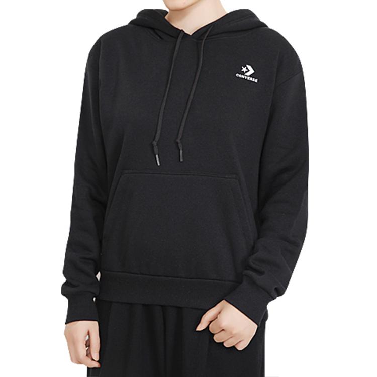 Converse Толстовки Женские Черные С Капюшоном Утепленные Обычные 10020872-A01