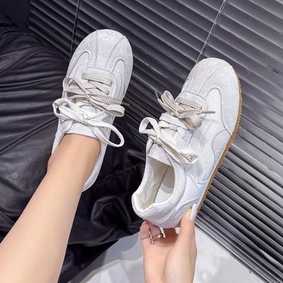 Сетчатые кроссовки на двойной шнуровке, немецкие тренировочные туфли, женские, лето 2025, новая мода, универсальная обувь для маленькой стопы, спортивная повседневная белая обувь