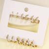 3/6pairs Alloy Circle Hoop Earrings C-shaped New Trendy Jewelry New Earrings 6-piece Set Man