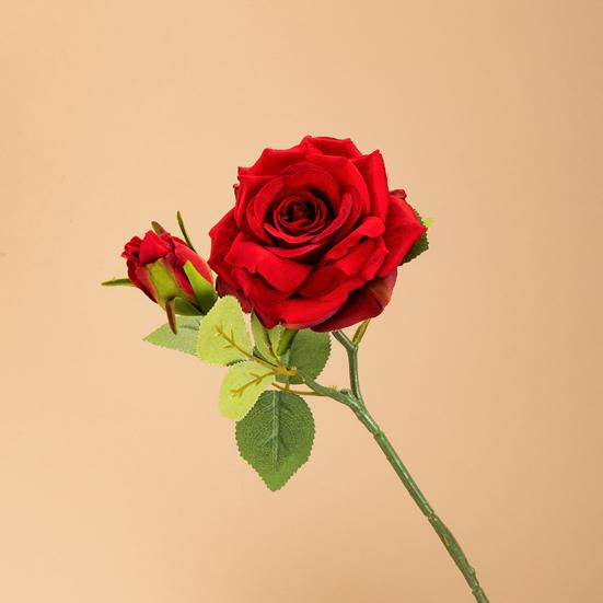 Faux Flower Attractive Easy To Care Lightweight Great 2 Heads Fake Rose Flower Decoration for Household