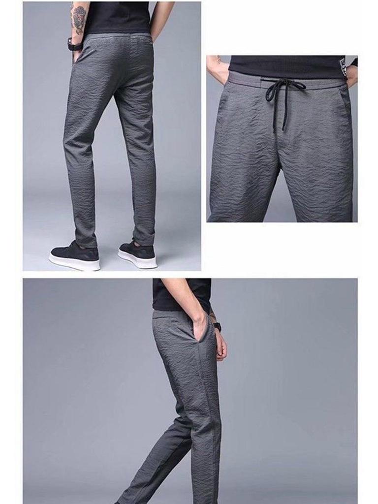 Мужские быстросохнущие брюки Ice Silk: Дышащие, облегающие, свободные, повседневные спортивные брюки