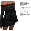 Women Evening Dress Off Shoulder Bandeau Slim Fit Sheath Shiny Sequin Long Sleeves Prom Party Mini Dress Star Celebrity Short Dress