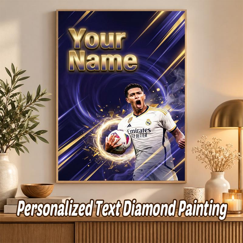 Jude Bellingham Custom Name Text 5D Diamond Painting Kit DIY Full Drill Diamond Art Decoration