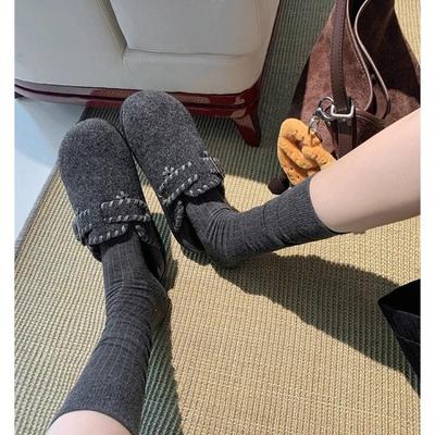 Теплая пряжка с толстой подошвой шерстяные шерстяные туфли сумка голова тапочки верхняя одежда женские новые осенне-зимние модели