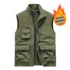 Double-sided Velvet Vest for Men, Casual Stand-up Collar, Outdoor Vest, Waistcoat, Men's Fishing Vest, Multi-pocket Jacket