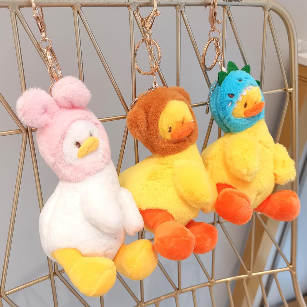 Cute Tilted Duck Fun Head Cover Plush Keychain Pendant Dolls and Dolls Hanging Ornaments Doll Grab Machine