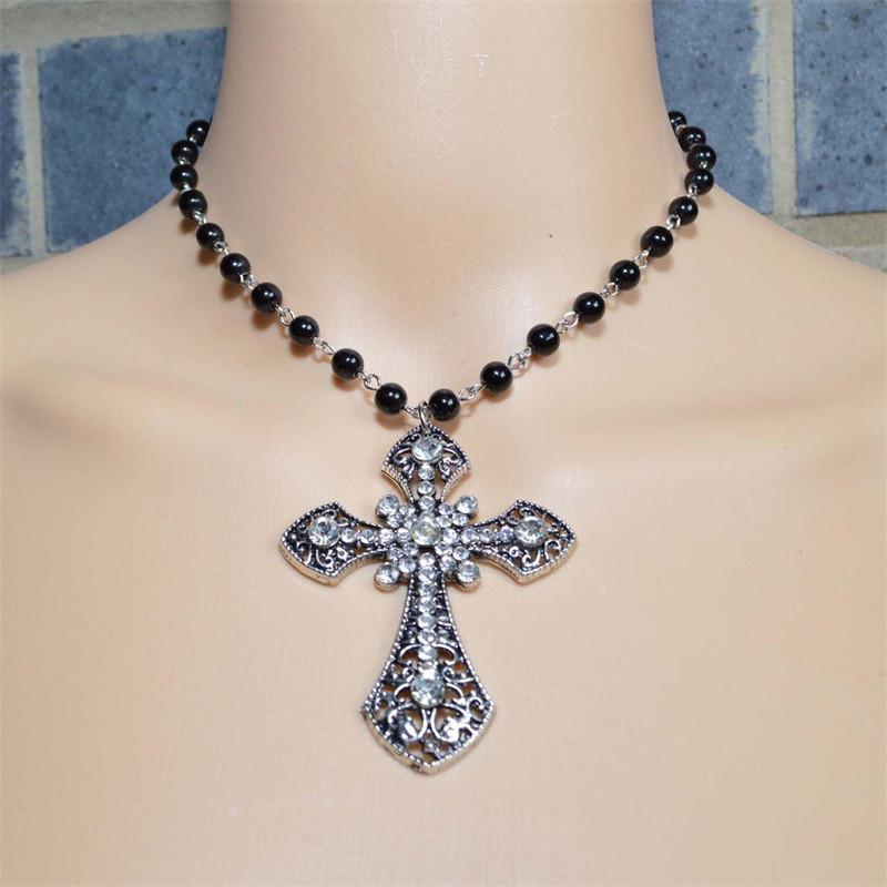 Gothic Cross Necklace For Women With Alloy Pendant And Chain Jewelry Accessory