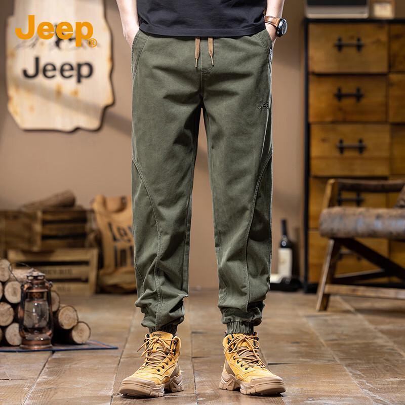 Jeep Мужские сужающиеся брюки-карго из чистого хлопка