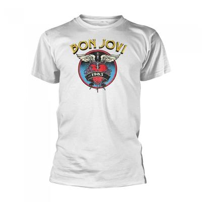 Bon Jovi Футболка унисекс с сердечком для взрослых 1983 года