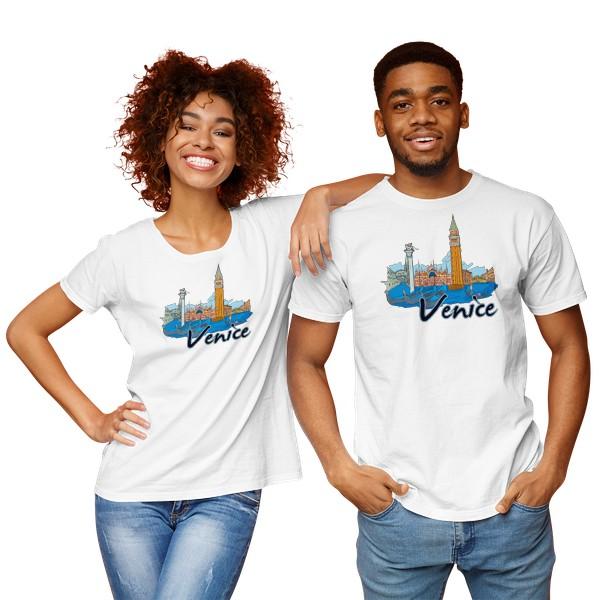 FEREDA, футболки с принтом «Венеция» и круглым вырезом с короткими рукавами, футболки для пар для мужчин и женщин, одинаковые футболки для пар
