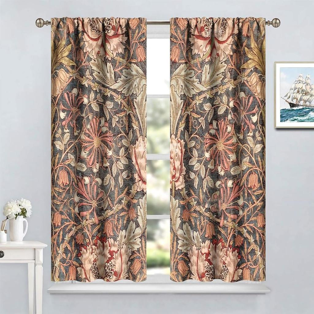 Винтажные Шторы Ycness William Morris с Цветочным Узором В Стиле Акварельных Цветов Для Окон Комнаты Шторы для Спальни Гостиной Штора Полиэстер Идеально Для