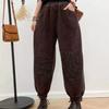 Women Corduroy Plus Plush Harem Pants Autumn Winter High Waist Baggy Trousers Warm Lined Vintage Trousers