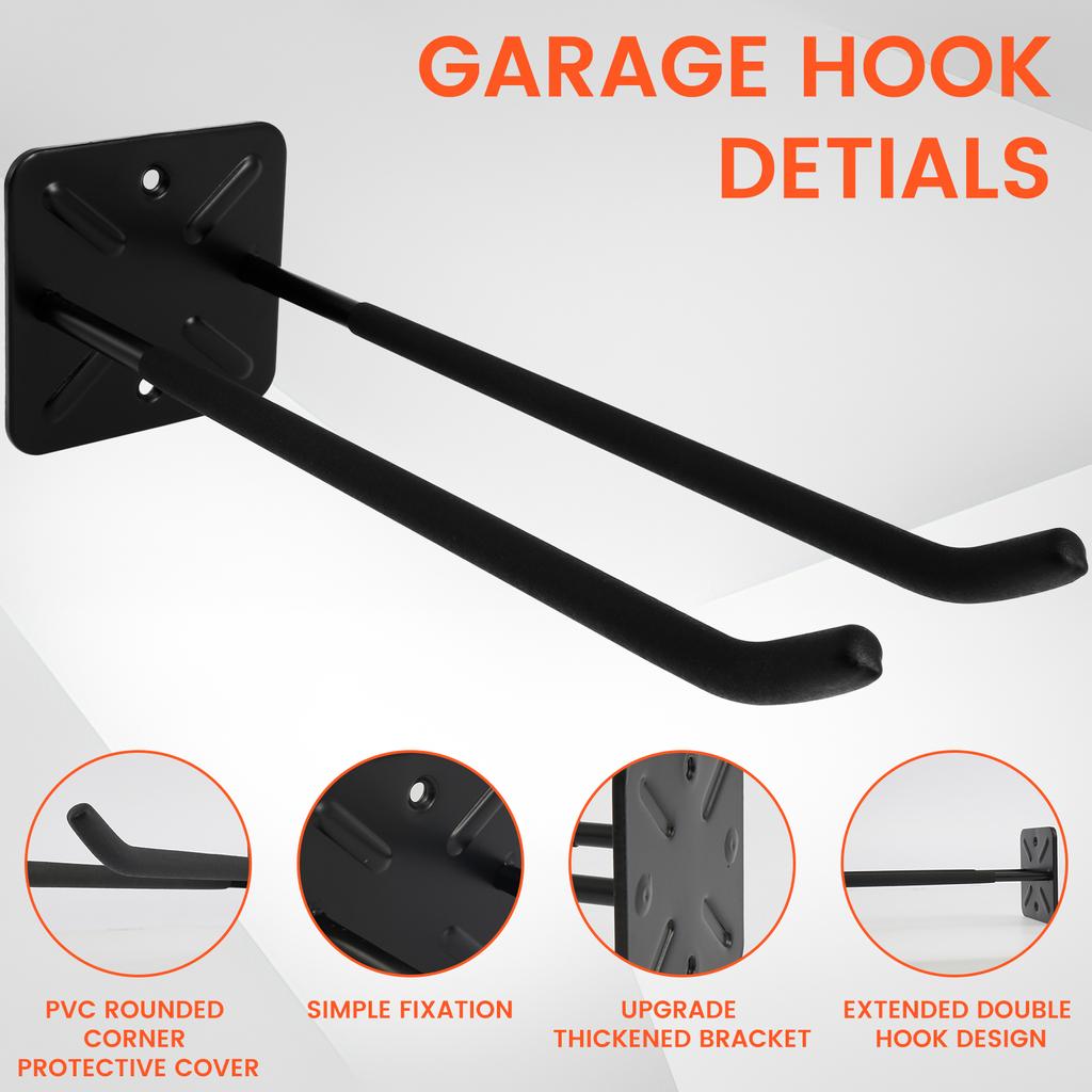 2 шт. прочные гаражные крючки, органайзер для инструментов, настенное крепление, вешалки для хранения автомобильных шин, лестниц, стульев, садовых электроинструментов