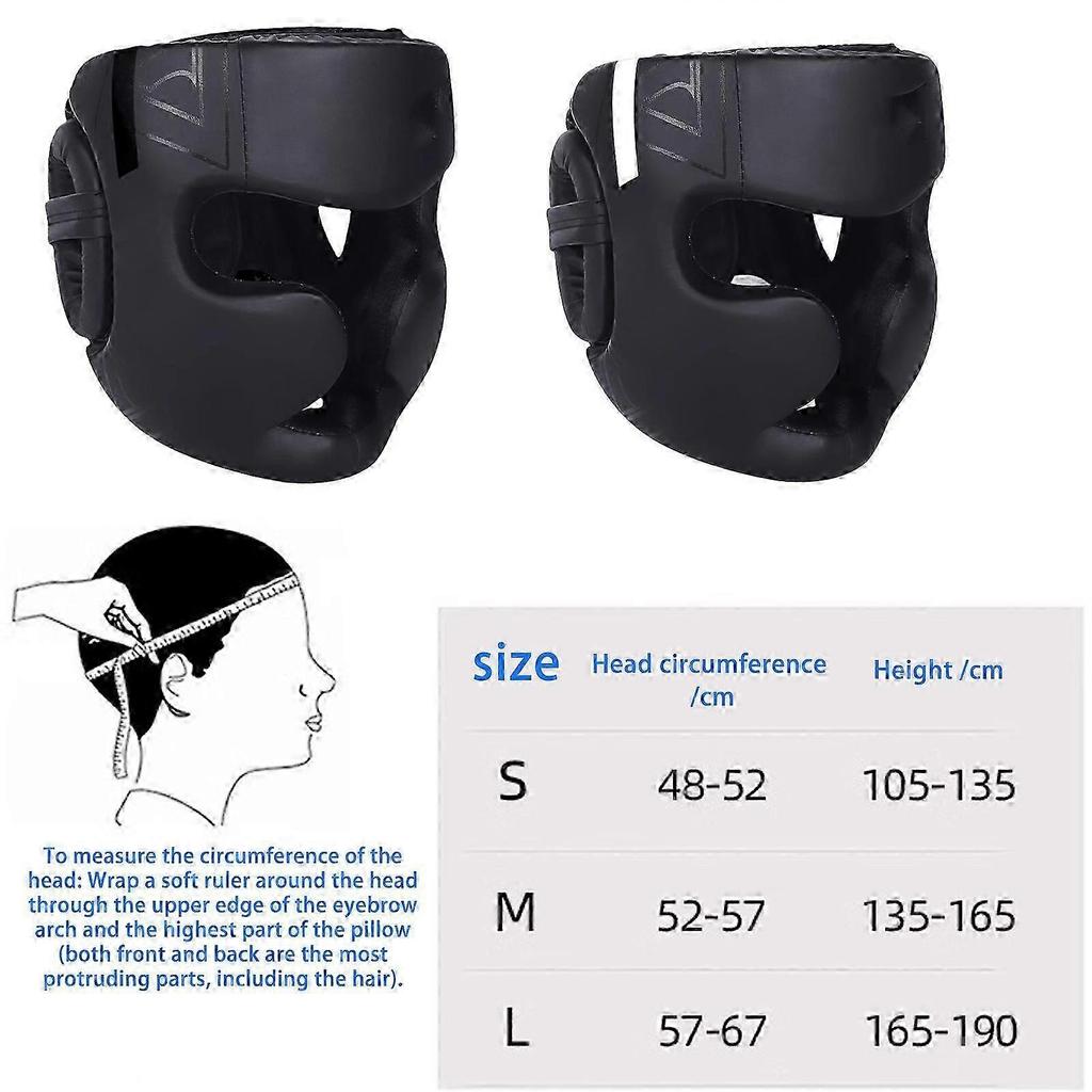 Full Covered Kick Boxing Helmets PU Leather Training Sparring Headgear Helmets Martial Art Headgear Protector Enduring  black red