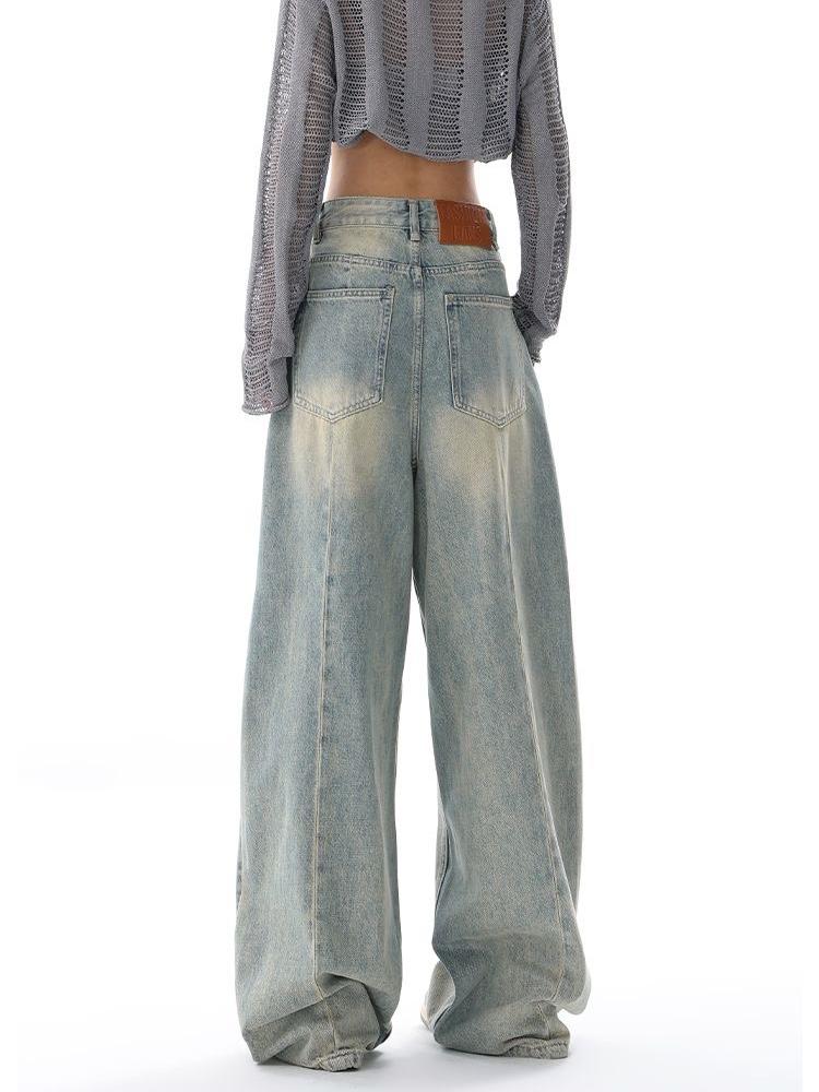 2000s Vintage Baggy Blue Jeans Women Harajuku High Waist Denim Trousers Female Retro Fashion 90s Aesthetic Wide Pants