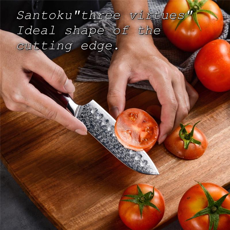 5 Inch Japanese Kitchen Knives Chef Knife Vg10 Japanese Damascus Steel Santoku Slicing Cutting Cooking Tools