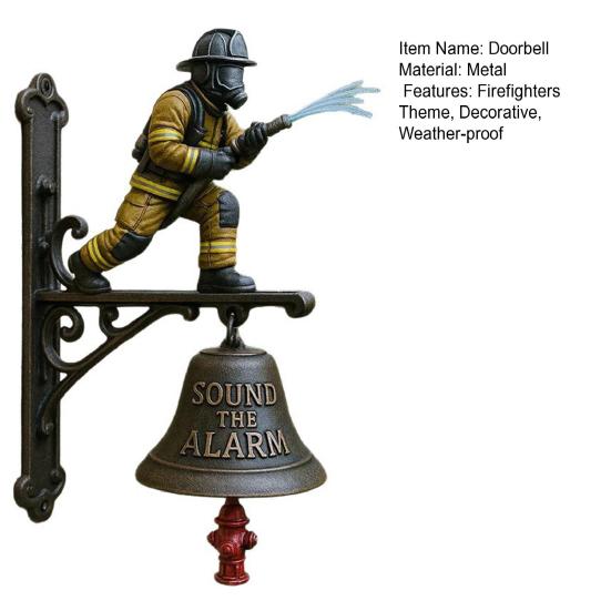Приветствие пожарным Дверной звонок Погодоустойчивый Винтажный Металлический Звучит Тревога Дверной звонок Дом Офис Вход Декоративный Приветственный звонок