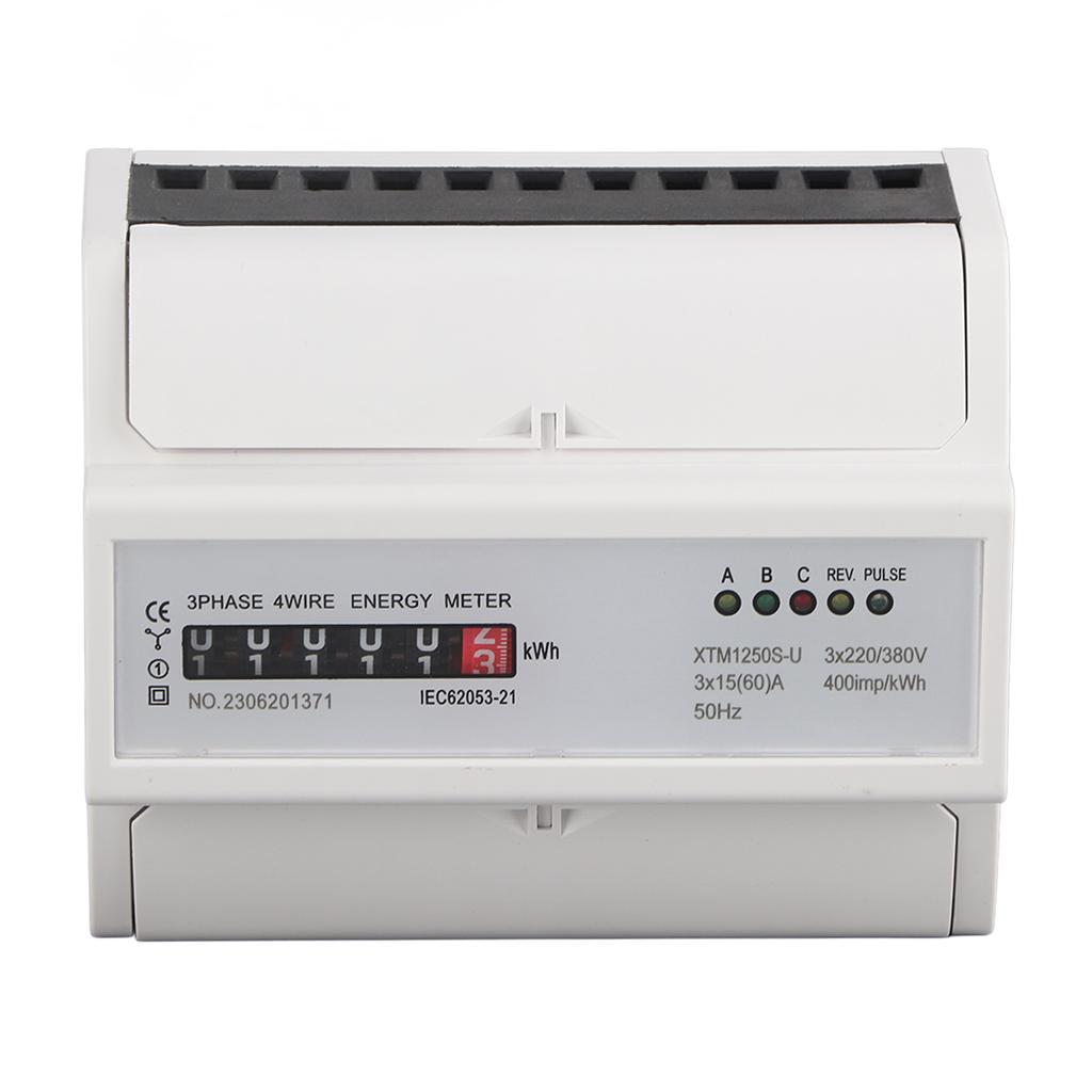 1 pcs 220V 380V Digital 3 phase 4 Wire 7P Din Rail Electric Meter Electronic KWh Meter 15(60)A