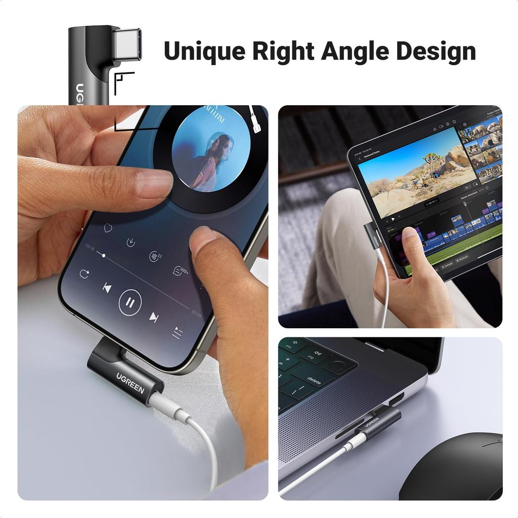 UGREEN to Earphone TRRS Sound Equipped with DAC Direct Insertion for Adjustable Compatible with iPhone S21 Black Type-C 3.5mm Adapter, 3-Pole/4-Pole
