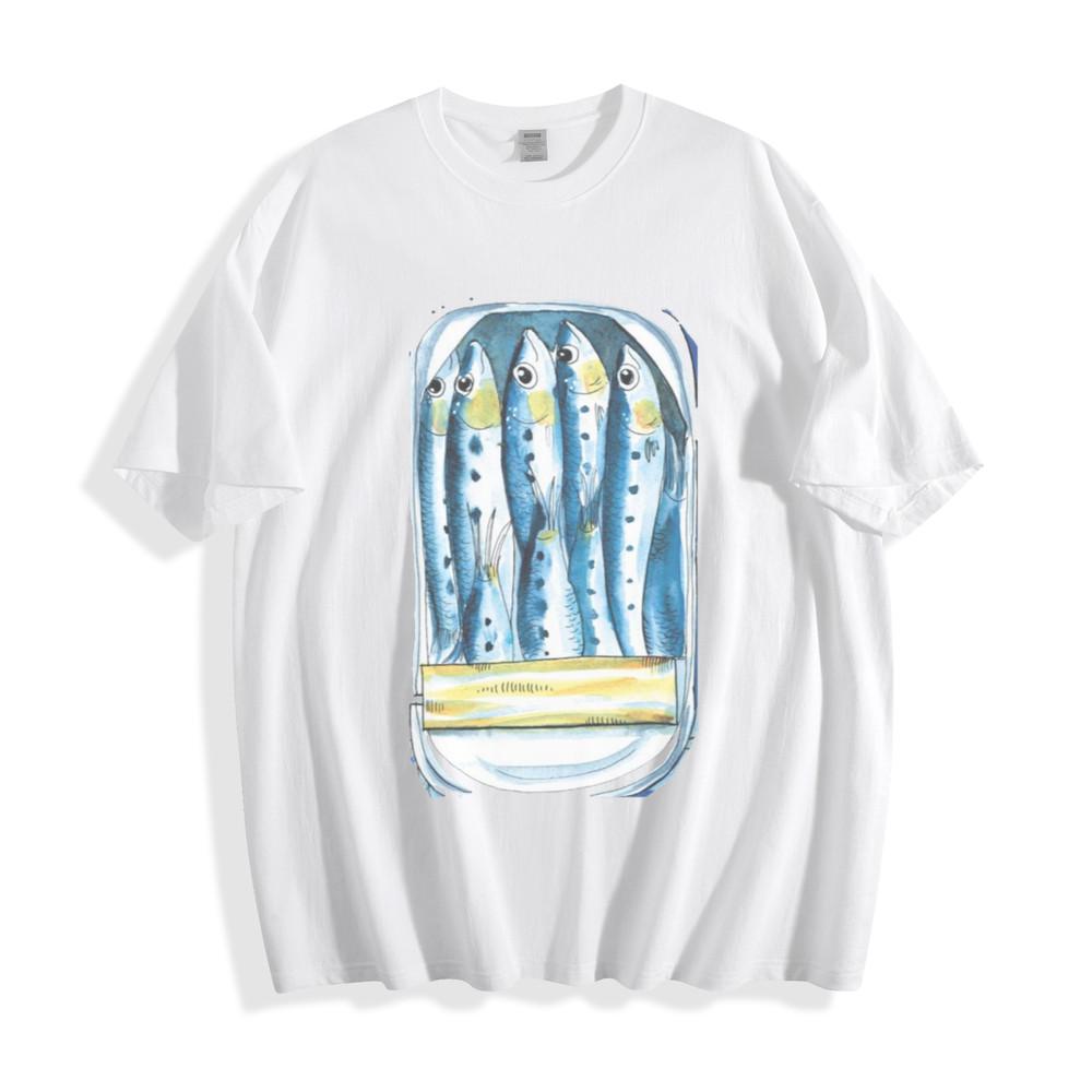 Sardine Tin Smiles T-Shirt - Quirky Seafood Fun Unisex Tee