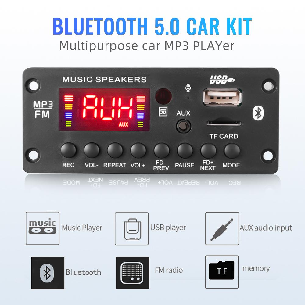50 Вт усилитель Bluetooth MP3 декодер плата DC7V-15V DIY MP3 плеер автомобильный FM радио модуль TF USB микрофон запись громкой связи вызов