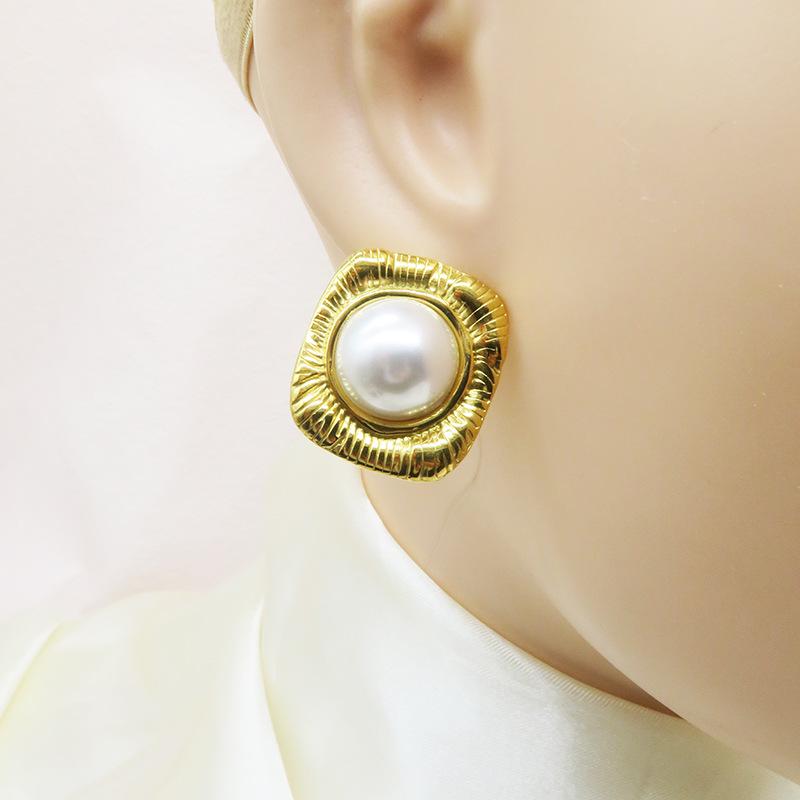 Серьги-пусеты из 18-каратного золота с барочным жемчугом: Ретро нержавеющая сталь, универсальный высококлассный дизайн для женщин