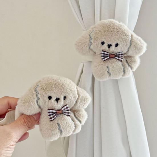 Милые подхваты для штор в виде щенков, пушистые эластичные подхваты для штор в виде собак, плюшевые мягкие держатели для штор в виде щенков для декора детской комнаты