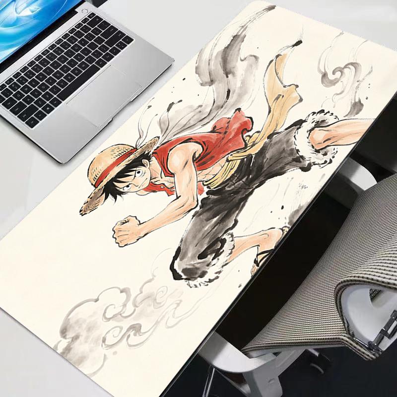 Gaming Mousepad One Piece Luffy Ink wash painting Computer Rug Gamer Mouse pad Natural Rubber with Locking Edge Gaming Mouse Mat